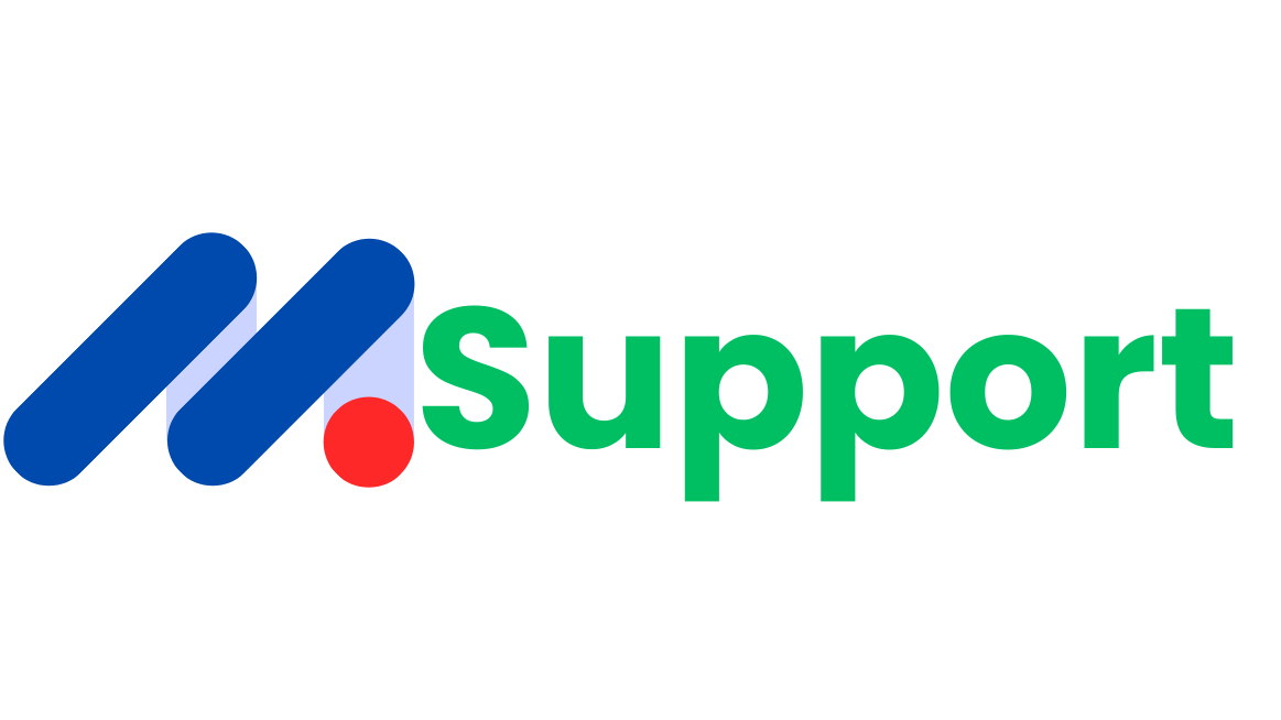 Staple IT Support Logo Logo featuring blue and red lines with the word "Support" in green.
