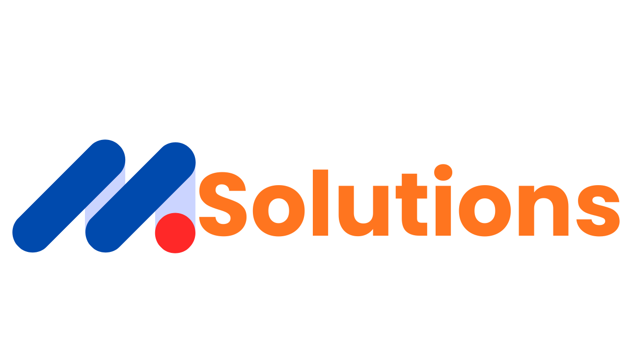 Staple IT Solutions Logo Logo of Solutions featuring blue and orange text with a distinctive geometric design.