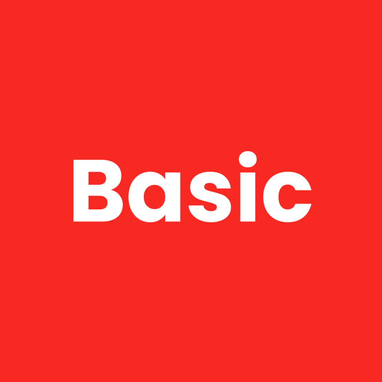 Staple IT Basic Support Package Logo Red background with the word "Basic" in bold white letters.
